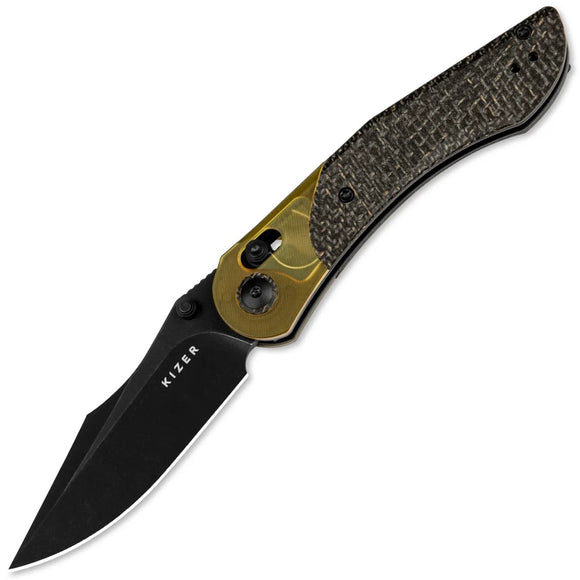 Kizer Cutlery Mini Mystic Clutch Lock Black Micarta & PEI Ultem Folding 154CM Knife V3636C1