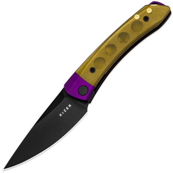 Kizer Cutlery Mini Momo Linerlock Purple Aluminum & PEI Ultem Folding Nitro-V Knife V3663A1