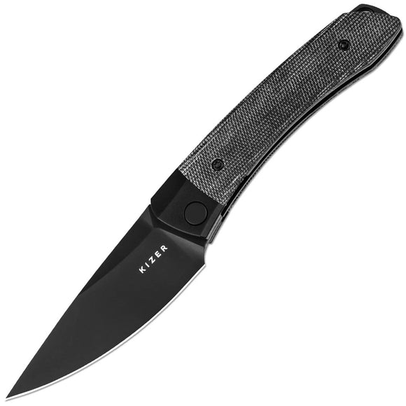 Kizer Cutlery Mini Momo Linerlock Black Micarta & Aluminum Folding 154CM Knife V3663C2