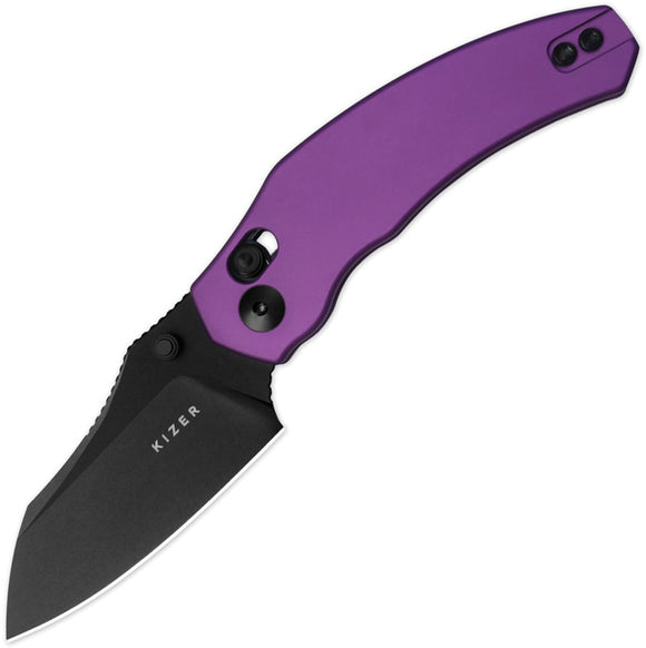 Kizer Cutlery Mini Bulldog Clutch Lock Purple Aluminum Folding Nitro-V Knife V3672SA1