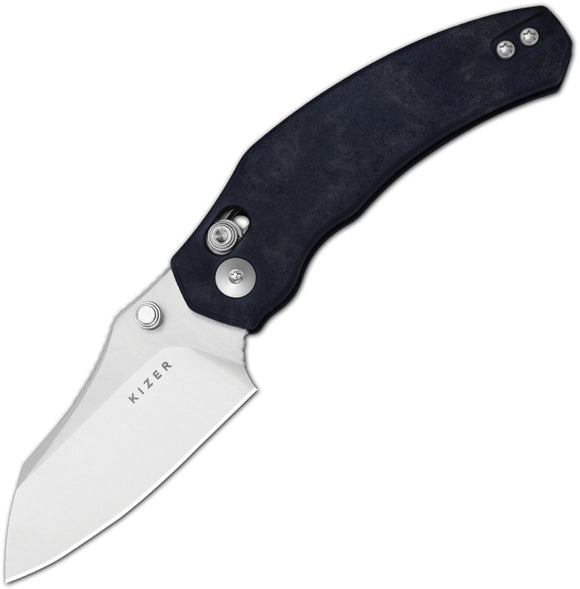 Kizer Cutlery Mini Bulldog Clutch Lock Blue Canyon Richlite Folding Nitro-V Knife V3672SA3