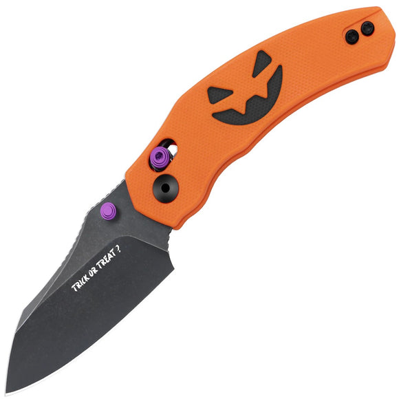 Kizer Cutlery Halloween LTE Mini Bulldog Clutch Lock Orange & Black G10 Folding Nitro-V Knife V3672SHW1