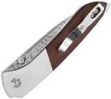 Kizer Cutlery Spitfire Linerlock Mkuruti Wood & Aluminum Folding Damascus Pocket Knife V3690A3