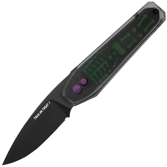 Kizer Cutlery Halloween LTE Tomb Button Lock GITD Skull Acrylic Folding Nitro-V Pocket Knife V3692HW1