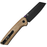 Kizer Cutlery Madrac Button Lock Brown Norplex Micarta Folding 14C28N Pocket Knife V3693BSA1