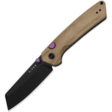 Kizer Cutlery Madrac Button Lock Brown Norplex Micarta Folding 14C28N Pocket Knife V3693BSA1