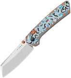 Kizer Cutlery Madrac Button Lock Blue & Orange Vortex Micarta Folding 14C28N Pocket Knife V3693BSA2