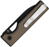 Kizer Cutlery Little Ringbo Button Lock Brown Aluminum Folding AEB-L Pocket Knife V3708A2