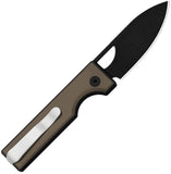 Kizer Cutlery Little Ringbo Button Lock Brown Aluminum Folding AEB-L Pocket Knife V3708A2