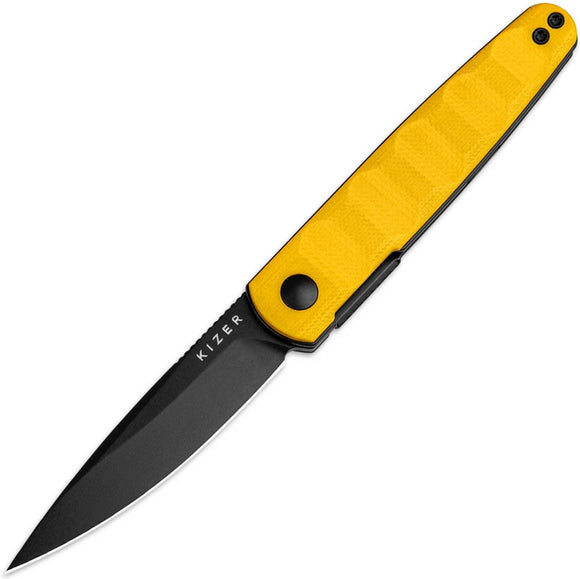 Kizer Cutlery Bamboo Linerlock Yellow G10 Folding Nitro-V Pocket Knife V3722A3