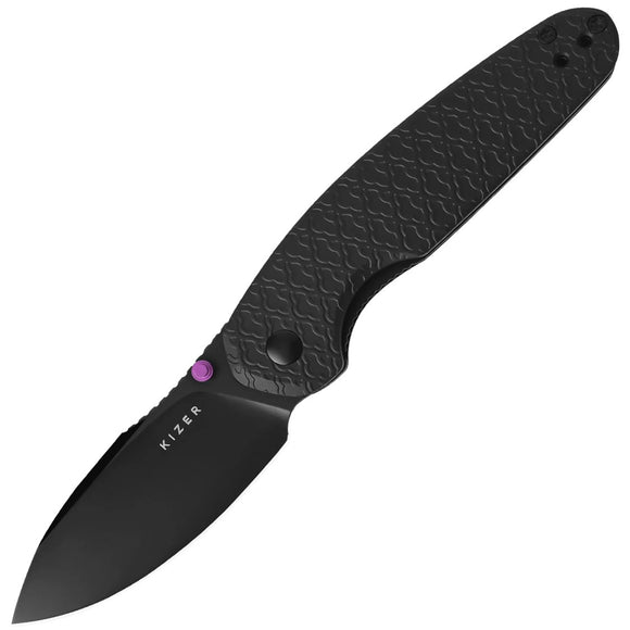 Kizer Cutlery Meteora Linerlock Black Aluminum Folding Nitro-V Pocket Knife V3730A2