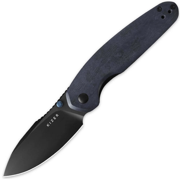 Kizer Cutlery Meteora Linerlock Blue Canyon Richlite Folding Nitro-V Pocket Knife V3730A3