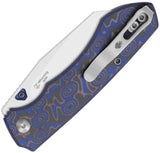 Kizer Cutlery Wharning Button Lock Blue Vortex Micarta Folding Bohler N690 Pocket Knife V3738BW2