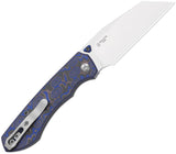 Kizer Cutlery Wharning Button Lock Blue Vortex Micarta Folding Bohler N690 Pocket Knife V3738BW2
