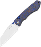 Kizer Cutlery Wharning Button Lock Blue Vortex Micarta Folding Bohler N690 Pocket Knife V3738BW2
