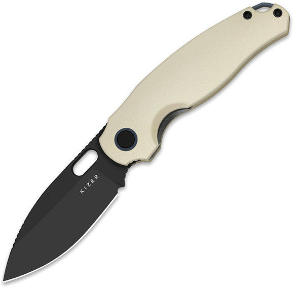 Kizer Cutlery Seagull Linerlock Ivory Aluminum Folding 14C28N Pocket Knife V3770A3