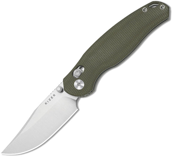 Kizer Cutlery Phoca CC Clutch Lock Green Micarta Folding AEB-L Pocket Knife V3780A1