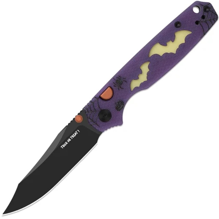 Kizer Cutlery Halloween LTE Pokiman BC Button Lock Purple Glow In The Dark G10 Folding AEB-L Knife V3789HW1