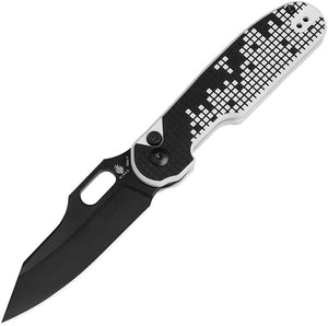 Kizer Cutlery Cormorant Button Lock Black & White G10 Folding Nitro-V Pocket Knife V4562A1