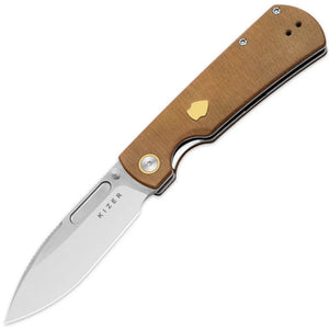 Kizer Cutlery Retro Linerlock Khaki Micarta Folding Nitro-V Pocket Knife V4726A1