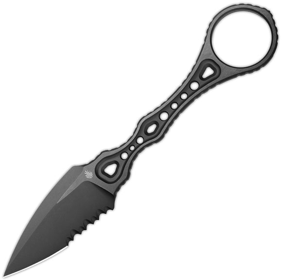 Kizer Cutlery Defensor Black Bohler M390 Serrated Fixed Blade Knife w/ Sheath ZXFB02A1