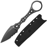 Kizer Cutlery Defensor Black DLC Bohler M390 Serrated Fixed Blade Knife w/ Sheath ZXFB02A2
