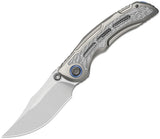 Kizer Cutlery Silver Wing-Lite Framelock Gray Titanium & Silver Carbon Fiber Folding S45VN Knife ZXFK09A2