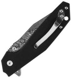 Klaken Knives Noir Button Lock Black G10 Folding Damascus Pocket Knife NJ284DM
