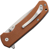 Klaken Knives StoneFang Button Lock Brown Micarta Folding D2 Steel Pocket Knife NJ285BR