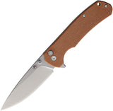 Klaken Knives StoneFang Button Lock Brown Micarta Folding D2 Steel Pocket Knife NJ285BR