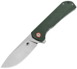 Klaken Knives Drake Linerlock OD Green Micarta Folding D2 Steel Pocket Knife NJ305GN