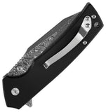 Klaken Knives Riven Button Lock Black G10 Folding Damascus Pocket Knife NJ313BK