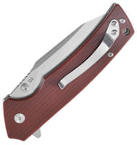 Klaken Knives Riven Button Lock Brown G10 Folding D2 Steel Pocket Knife NJ313BR