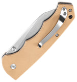 Klaken Knives Frontline Button Lock Khaki G10 Folding D2 Steel Pocket Knife NJ314KI