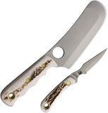 Knives Of Alaska Brown Bear & Cub Combo Stag D2 Steel Fixed Blade Knife 2pc Set 00004FG