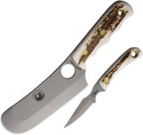 Knives Of Alaska Brown Bear & Cub Combo Stag D2 Steel Fixed Blade Knife 2pc Set 00004FG