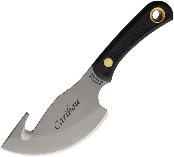 Knives Of Alaska Caribou Guthook Black SureGrip D2 Steel Fixed Blade Knife 00009FG