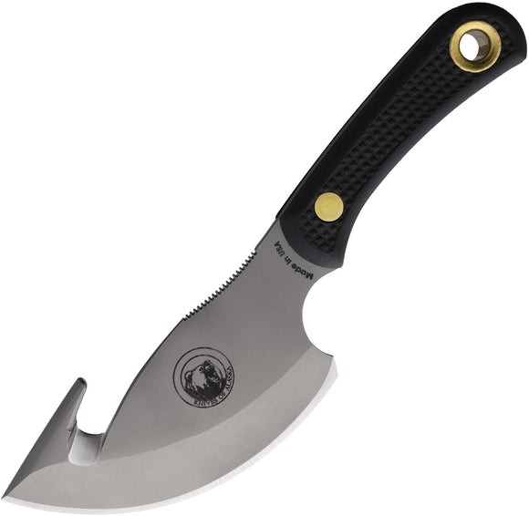 Knives Of Alaska Light Hunter Black SureGrip D2 Steel Guthook Fixed Blade Knife 00010FG