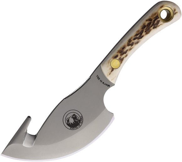 Knives Of Alaska Light Hunter Stag D2 Steel Guthook Fixed Blade Knife w/ Sheath 00011FG