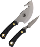 Knives Of Alaska Caribou Combo Black SureGrip D2 Steel Fixed Blade Knife 2pc Set 00015FG