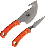 Knives Of Alaska Caribou Combo Orange SureGrip D2 Steel Fixed Blade Knife 2pc Set 00016FG