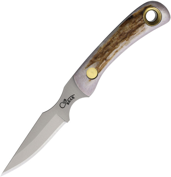 Knives Of Alaska Cub Bear Stag Bone CPM-S30V Fixed Blade Knife w/ Sheath 00027FG