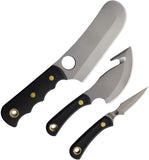 Knives Of Alaska Triple Combo Black Suregrip D2 Steel Fixed Blade Knife 3pc Set 00030FG