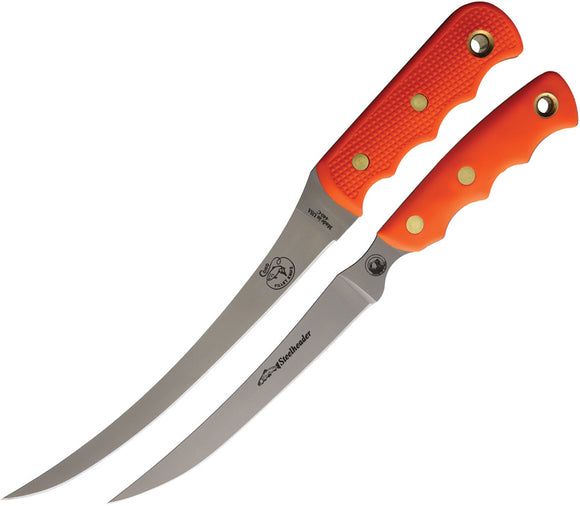 Knives Of Alaska Fisherman's Combo Orange SureGrip 440C Stainless Fixed Blade Knife 2pc Set 00093FG
