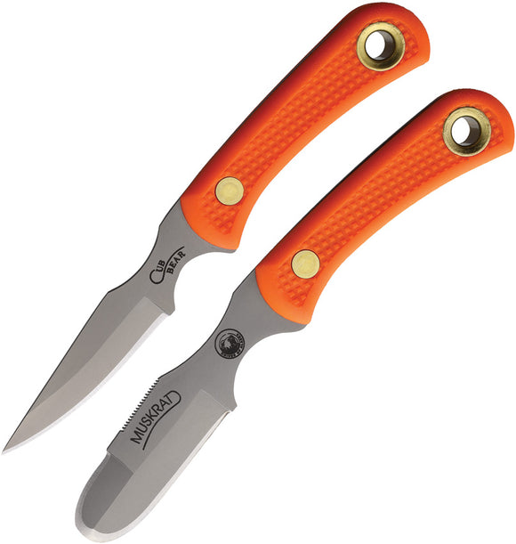 Knives Of Alaska Muskrat & Cub Combo Orange SureGrip D2 Steel Fixed Blade Knife 2pc Set 00096FG