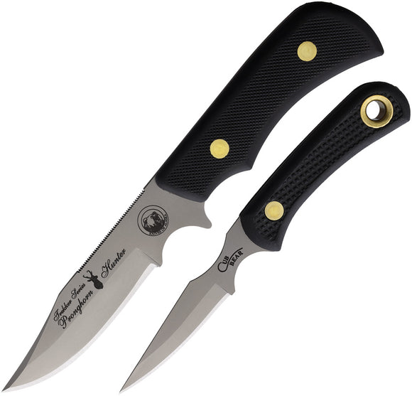 Knives Of Alaska Pronghorn & Cub Combo Black SureGrip D2 Steel Fixed Blade Knife 2pc Set 00197FG