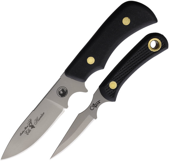 Knives Of Alaska Trekker Elk Hunter & Cub Combo Black SureGrip D2 Steel Fixed Blade Knife 2pc Set 00198FG