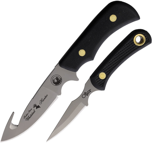Knives Of Alaska Whitetail GH & Cub Combo Black SureGrip D2 Steel Fixed Blade Knife 2pc Set 00199FG