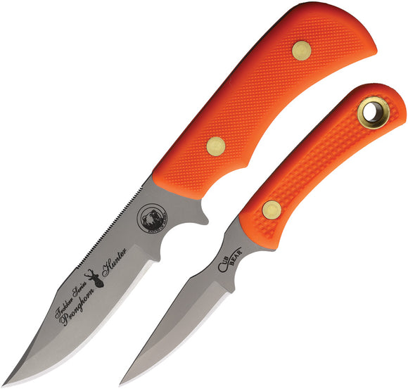 Knives Of Alaska Pronghorn & Cub Combo Orange SureGrip D2 Steel Fixed Blade Knife 2pc Set 00200FG