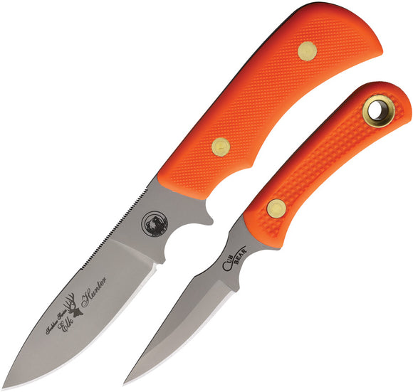 Knives Of Alaska Trekker Elk Hunter & Cub Combo Orange SureGrip D2 Steel Fixed Blade Knife 2pc Set 00201FG